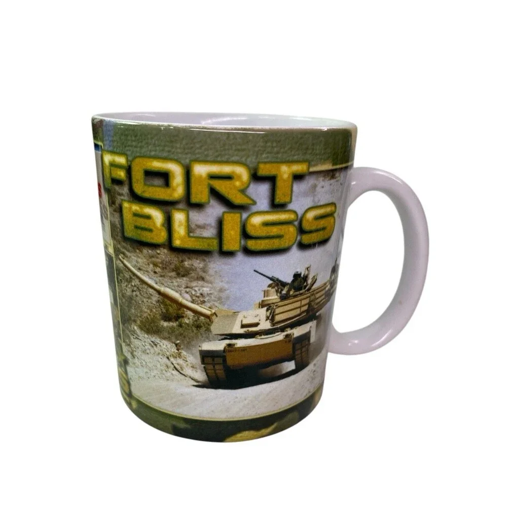 Fort Bliss Army Texas Ceramic Military Mug USA Tank Division Souvenir
